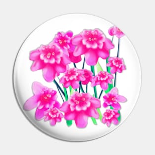 Hot Pink Bouquet of Flowers and Dew Drops Pin