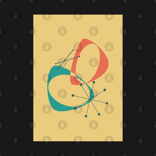 Mid Century Modern Abstract in Yellow, Teal and Orange by tramasdesign