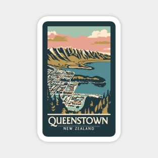 A Vintage Travel Art of Queenstown - New Zealand Magnet