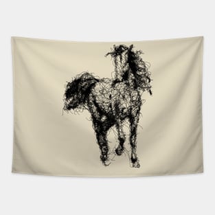 Horse Line Art - Minimalist Design Tapestry