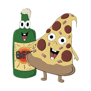 Bob The Beer And Patrick Pizza - Pizza and Beer illustration T-Shirt