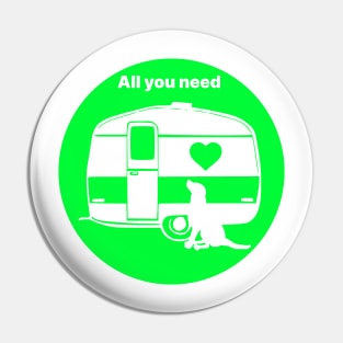 ALL YOU NEED HEART DOG CARAVAN LIME2 Pin