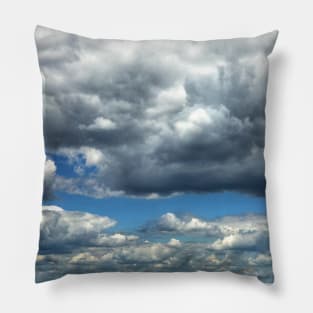 Picturesque white and grey cumulus cloud landscape Pillow