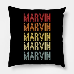 Marvin Name Vintage Retro Pattern Pillow