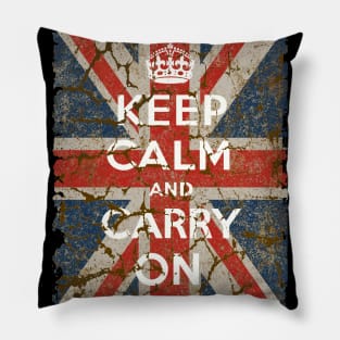 Keep Calm and Carry On with UK  Flag Pillow