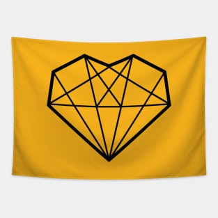 Geometric Black Diamond Heart Tapestry