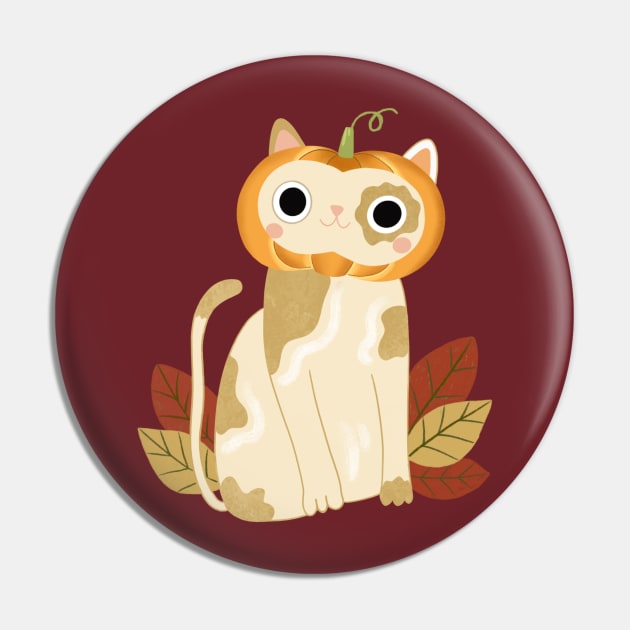 Pumpkin cat Pin by Carlotta Illustration