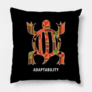 Adaptability, Adinkra Symbol DENKYEM, Ghana Kente Pillow