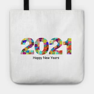 Happy New Year 2021 with doodles patern Tote