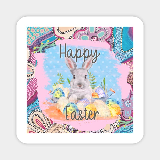 Easter Rabbit and Easter Eggs Magnet by traceyart