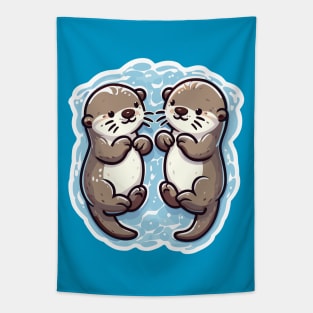 Kawaii Otter couple Tapestry