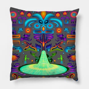 Alien portal onix in the dark fluorescent Pillow