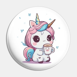 Cute unicorn with coffee Pin