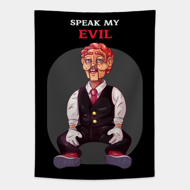 Creepy Vintage "Speak My Evil" Ventriloquist Dummy Tapestry by TOXiK TWINS