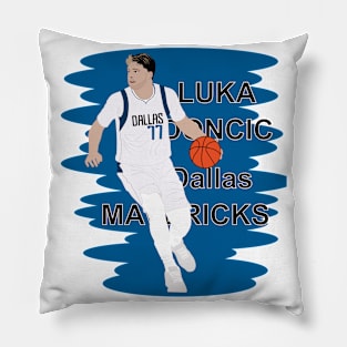 Luka Doncic with ball in hand Pillow