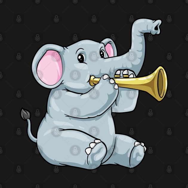 Elephant as musician with trumpet by Markus Schnabel