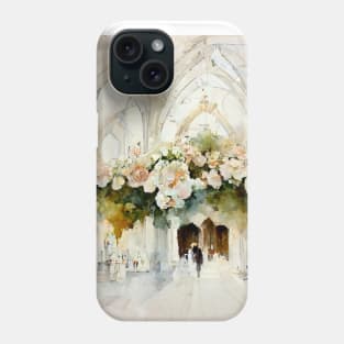 Wedding Watercolor Cathedral with Roses Phone Case