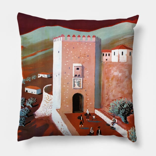 Vintage Travel Poster Spain Pillow by vintagetreasure