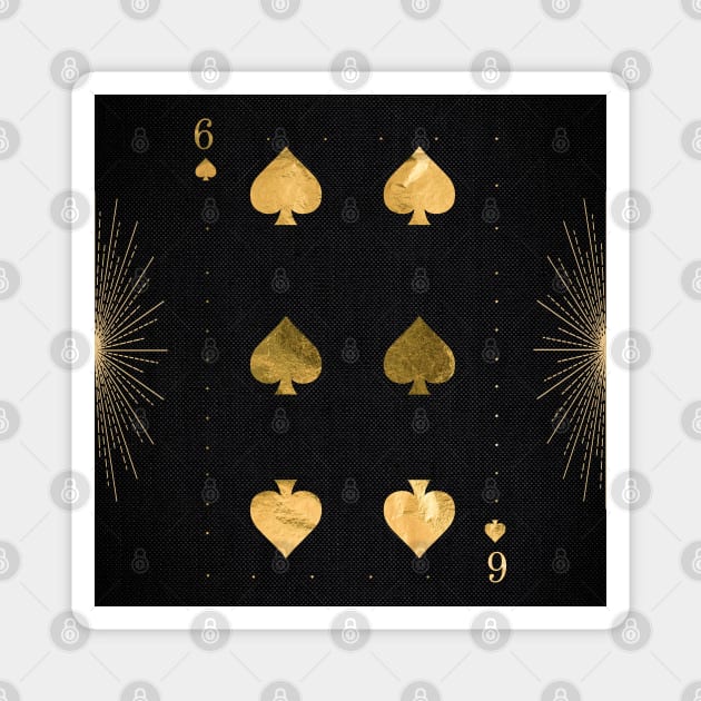 Six Pikes - Golden playing cards Magnet by GreekTavern