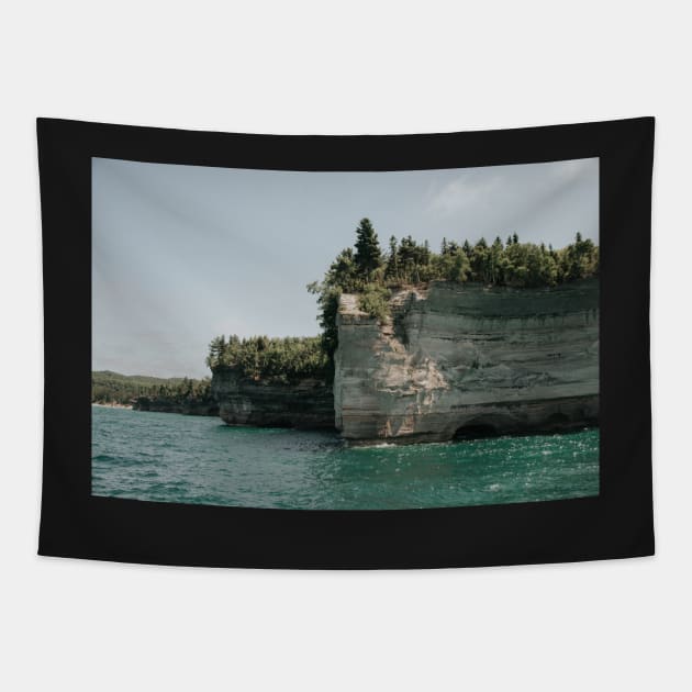 Pictured Rocks Battleship Rocks Tapestry by LindsayVaughn