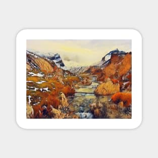 Snow topped mountain scenery Magnet
