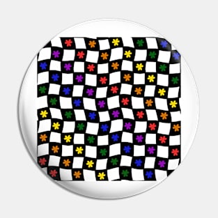 Floral Checker Board - Gay Pride Pin