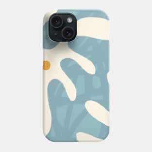 Abstract White Flowers Aesthetic pastel blue pattern Phone Case