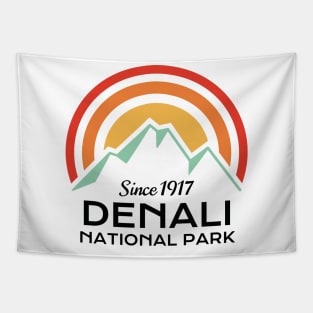 Denali National Park Retro Sticker Tapestry