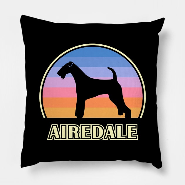 Airedale Terrier Vintage Sunset Dog Pillow by millersye