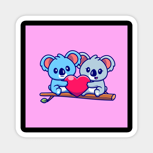 cute-koala-couple-holding-heart-tree-cartoon-icon-illustration-animal-couple-icon-concept-isolated Magnet by chenowethdiliff