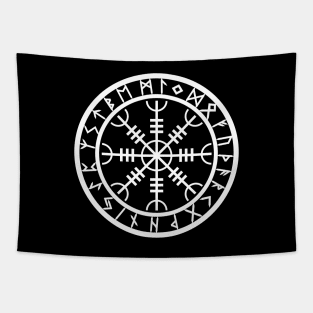 Helm of Awe /// Rune Circle White Tapestry