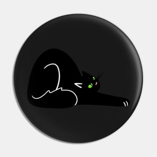 Stretching Black Cat Loaf Pin