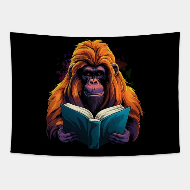 Orangutan Reads Book Tapestry by JH Mart