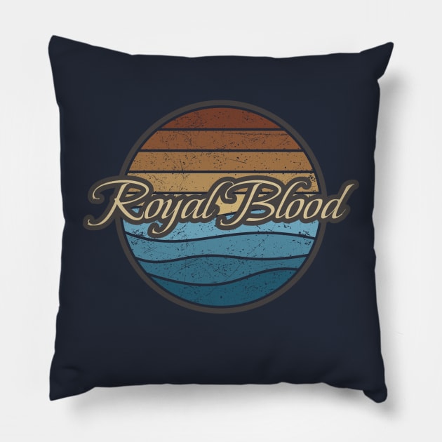 Royal Blood Retro Waves Pillow by North Tight Rope