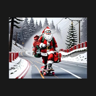 Santa on a Skateboard T-Shirt