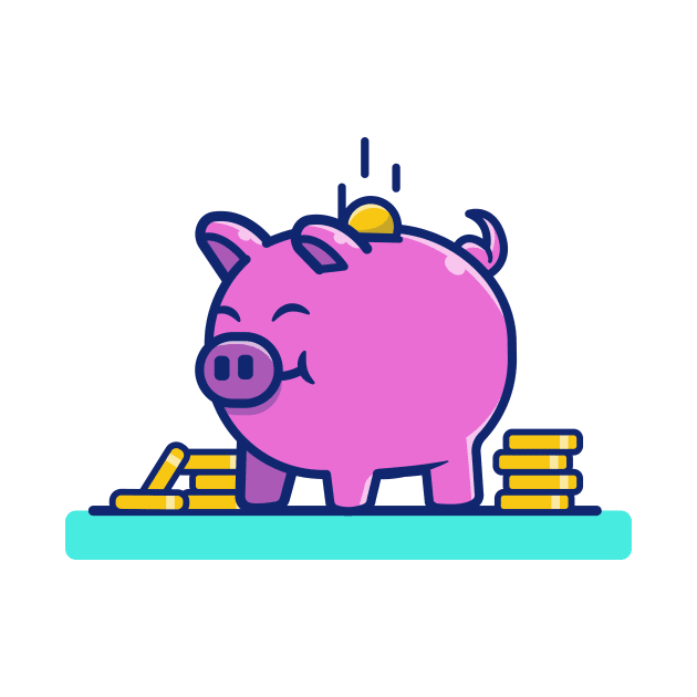 Cute Pig With Gold Coins Money by Catalyst Labs