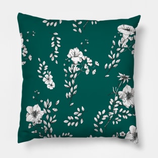 Bold dark mint floral Pillow