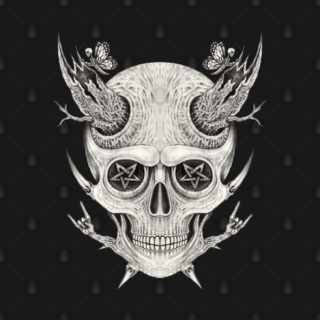 Surrealist art demon and nature skull head design. by Jiewsurreal