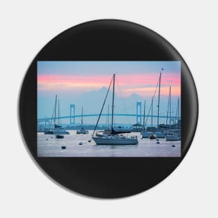 Pell Bridge Newport Harbor Newport RI Rhode Island Purple Sunset Pin