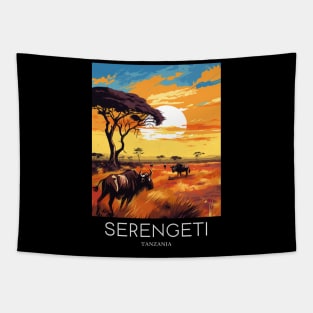 A Pop Art Travel Print of the Serengeti National Park - Tanzania Tapestry