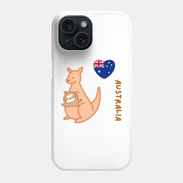 Cute I Love Australia Kangaroo Sloth Phone Case by theslothinme