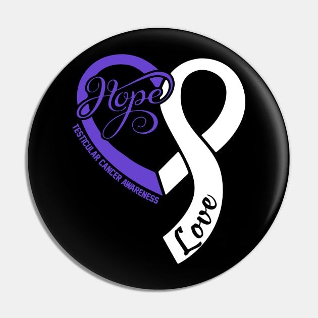 Testicular Cancer Awareness Hope Love Heart Ribbon Happy Valentines Day- Love Shouldn't Hurt Stop Pin by DAN LE