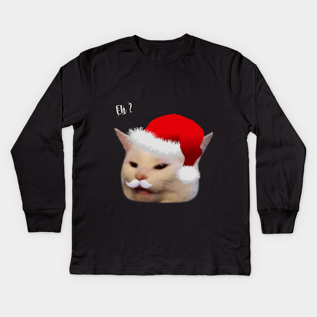 Smudge Le Chat Noel Table Chat Drole De Meme Smudge The Cat Kinder Long Sleeve T Shirt Teepublic De