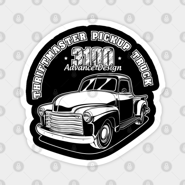 3100 Pickup Truck - White Print Magnet by WINdesign