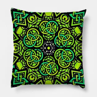 Celtic Green Geometric Mandala Pillow