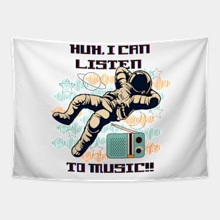 Astronaut listening to music, funny vintage design Tapestry