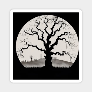 Spooky Dead Goth Tree Magnet