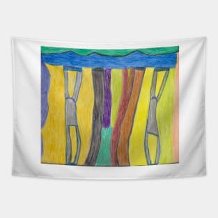 Unique Unusual Different Style Shapes With Colourful Background Tapestry