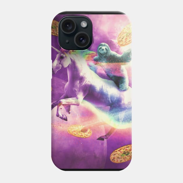 Space Sloth Riding On Flying Unicorn With Pizza Phone Case by Random Galaxy