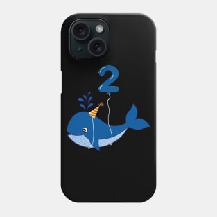 Kids 2nd Birthday Cute Whale Gift Shirt For 2 Year Old Boys Phone Case